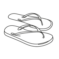A pair of flip flops with a white background. The flip flops are drawn in a single line