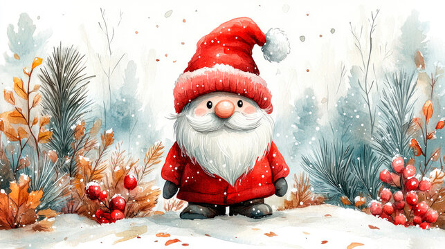 Christmas gnom cute happy winter character.