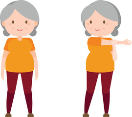 Illustration old woman exercise - Side Arm Stretch with Elbow Hold