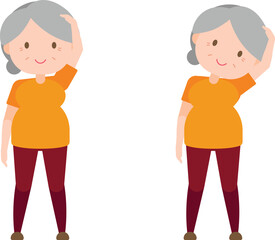 Illustration old woman exercise - Side Head Pull