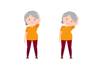 Illustration old woman exercise - Side Head Pull