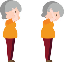 Illustration old woman exercise - Head Forward Hold