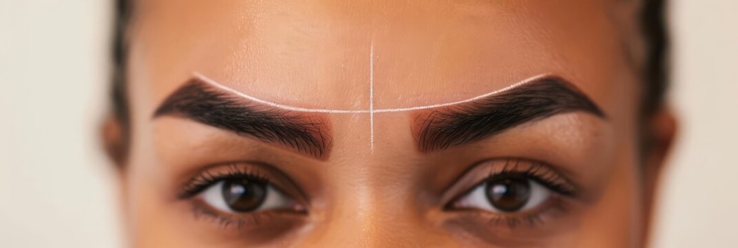 Professional cosmetology courses Sketching symmetrical eyebrows, representing permanent makeup education with copy space