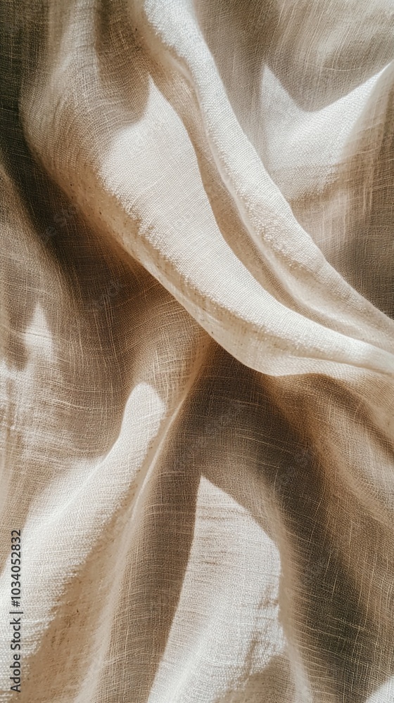 Poster soft folds of delicate beige fabric create an elegant, ethereal backdrop, showcasing the subtle inte