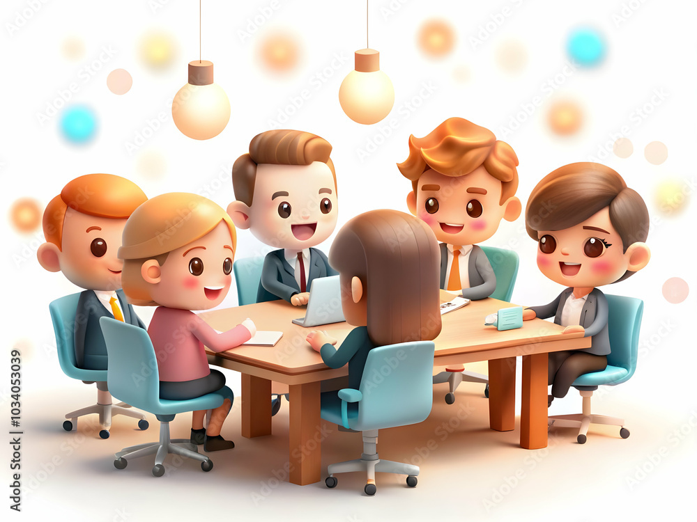 Aufkleber modern office team collaboration concept: diverse professionals brainstorming ideas in a contemporar
