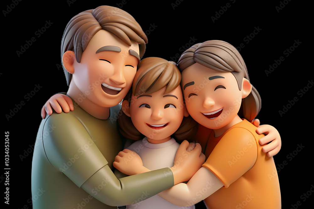 Poster macro of family hug with sunlight filtering through - capturing love and unity in a close-up image f