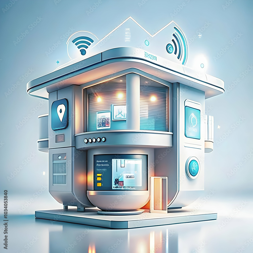 Poster close up of futuristic smart lighting system with voice control capabilities - advanced home automat