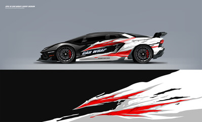 Sport racing supercar wrap livery design black and white color combination for universal medium vector eps10 ready to print printable file
