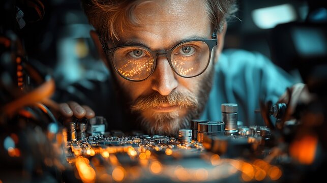 Tech Enthusiast Testing a DIY Electronics Project: Exploring the World of Circuitry and Innovation