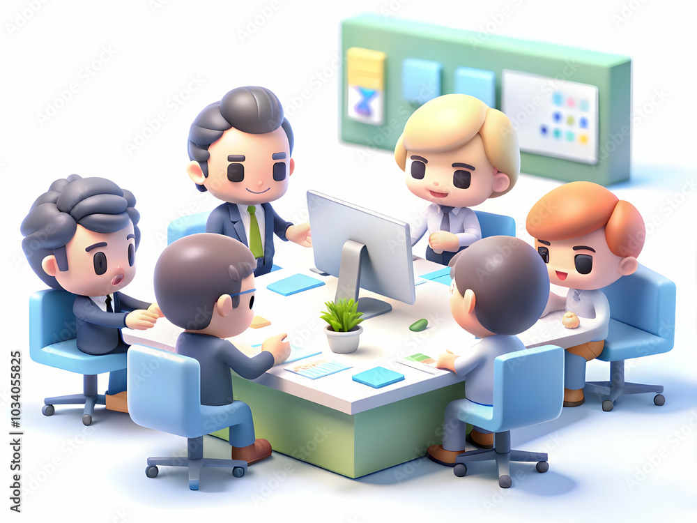 Aufkleber dynamic role play brainstorming activity for professionals in an engaging office setting with candid