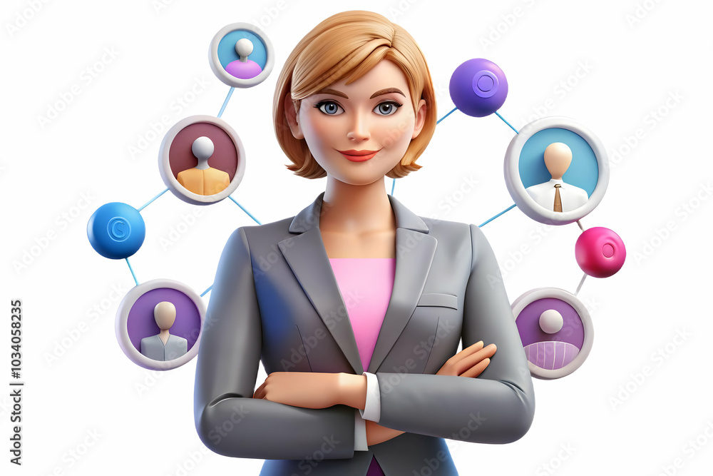 Poster soft abstract gradient background with businesswoman networking at event - professional modern feel 