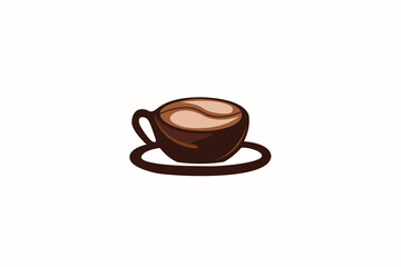 Unique coffee cup vector, brown color, simple white background.