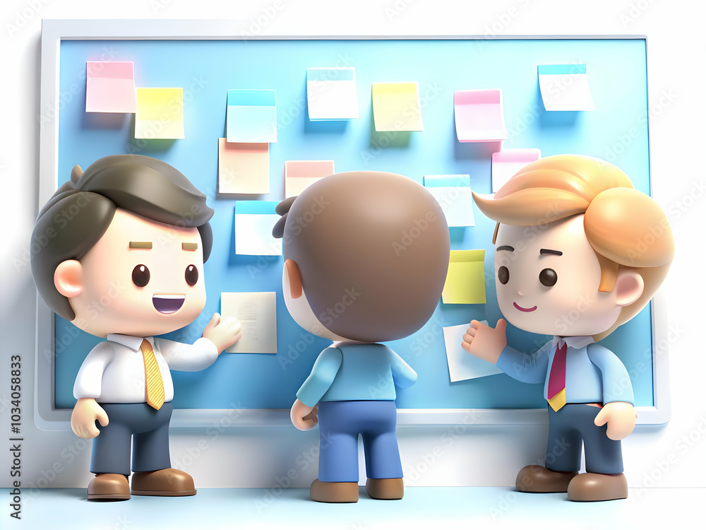Aufkleber team brainstorming with sticky notes: candid collaboration in office space for idea generation and c
