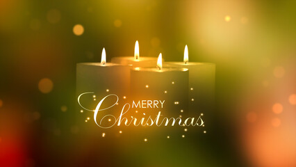bright festive christmas card with four burning candles, xmas celebration greetings with...