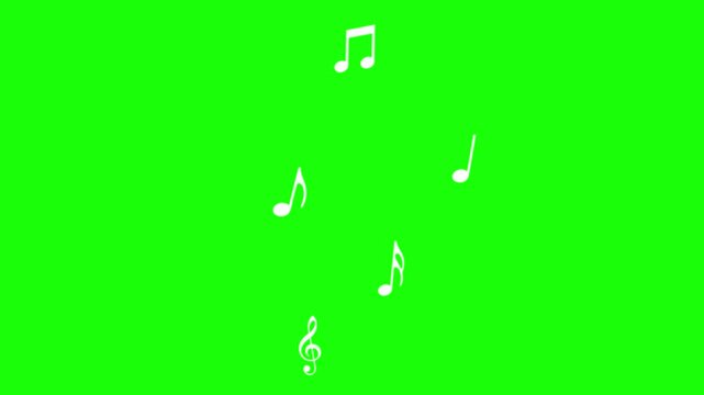 note music animated icon symbol note music do re mi fa sol la si do green screen 4k looping