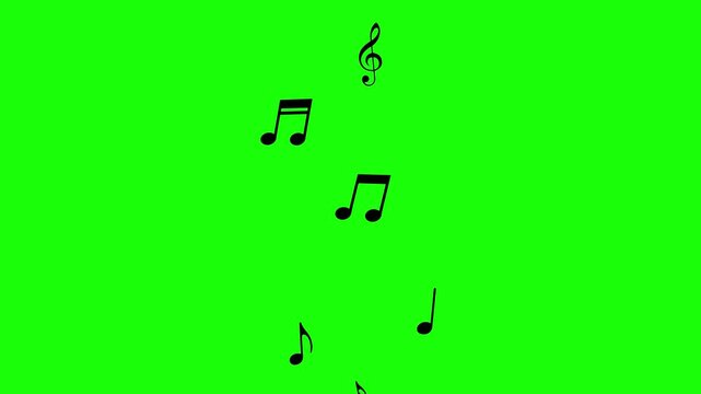 note music animated icon symbol note music do re mi fa sol la si do green screen 4k looping