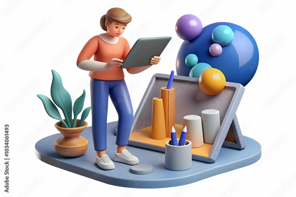 Poster soft abstract background featuring a freelancer working on laptop in cozy setting - modern and seren