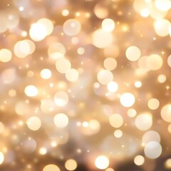 Obraz premium Festive abstract Christmas bokeh light background - golden bokeh lights, beige - New Year, Anniversary, Wedding, banner, header, panorama