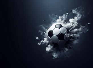 Obraz premium Dynamischer Fußball, in Bewegung auf schwarzem Hintergrund 