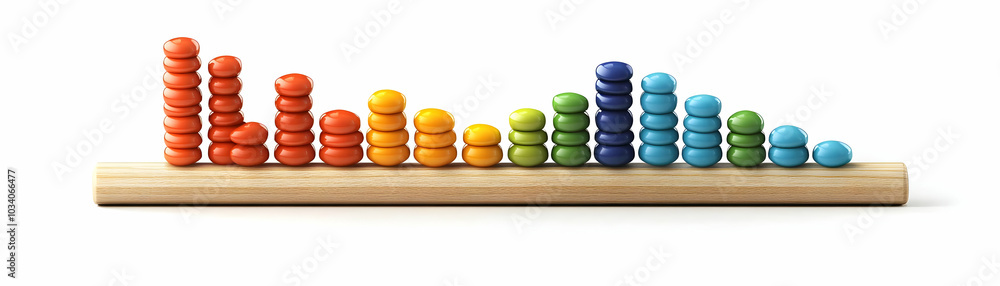 Poster abacus with colorful graph bars concept - vector illustration of a modern abacus design with rising 