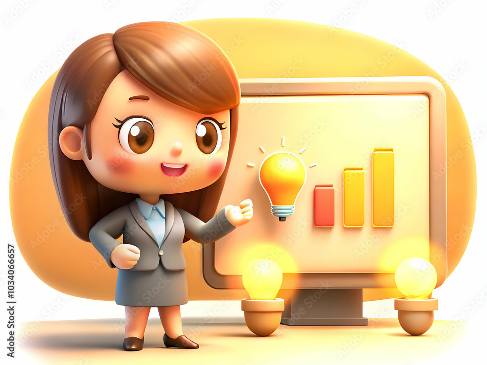 Poster soft abstract patterns featuring a businesswoman presenting ideas in a meeting setting with copy spa