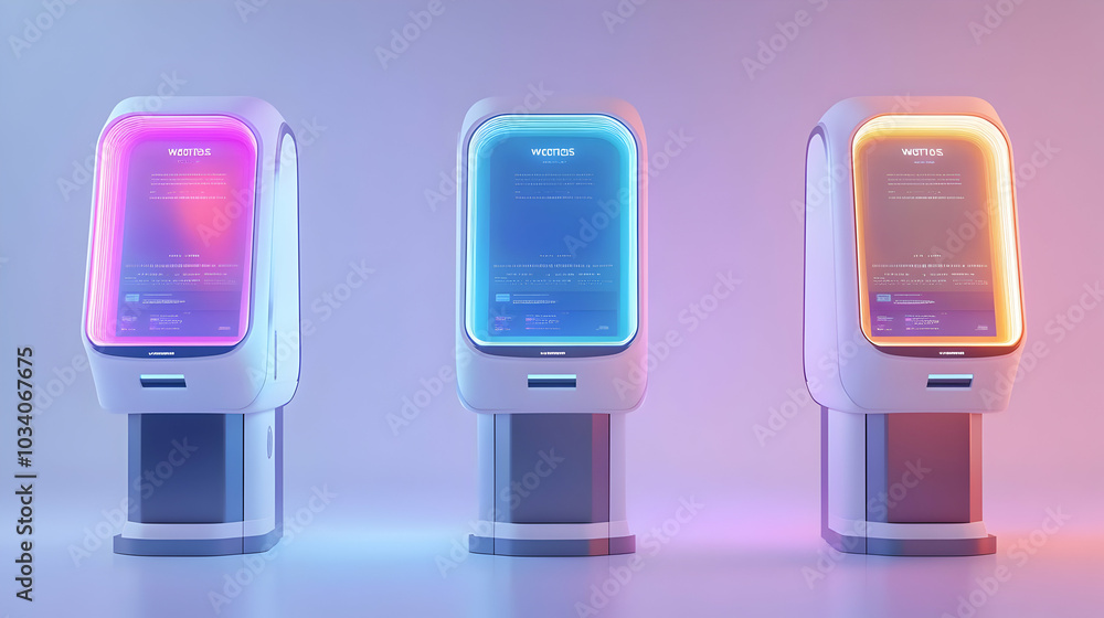 Poster 3d holographic voter registration kiosk concept: futuristic design with interactive floating interfa