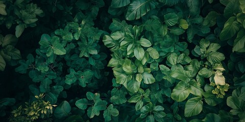 An aerial view of dense green foliage in a natural habitat, showcasing the beauty and diversity of nature's greenery.