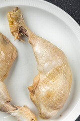 chicken leg boiled meat tasty food dish Fresh delicious gourmet food background on the table rustic...