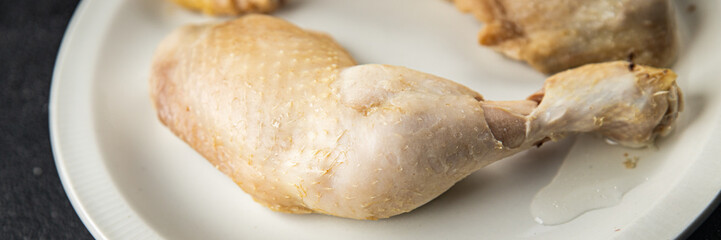 chicken leg boiled meat tasty food dish Fresh delicious gourmet food background on the table rustic food top view copy space top view keto and paleo diet