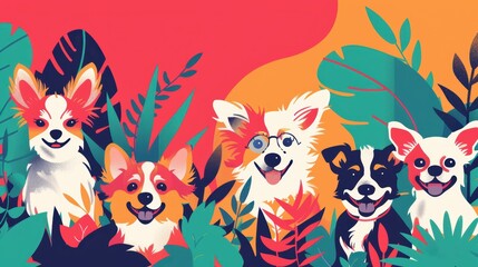 Obraz premium Colorful Pet Daycare Promotion Banner with Playful Dogs for Advertising and Marketing