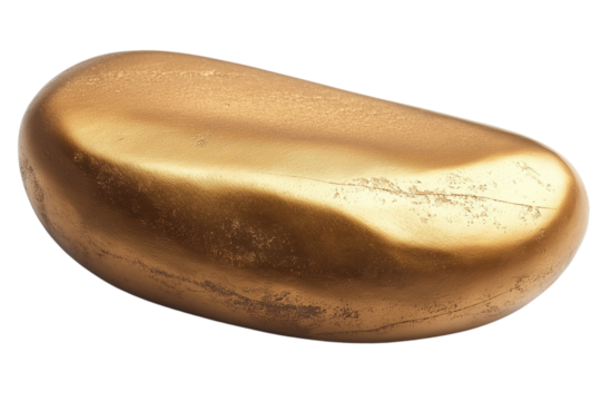 Shinny gold nuggets on white background, cut out png.