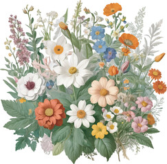 Flowers floral pattern on white background