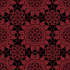 Pattern with crochet granny square with flowers wallpaper handmade decorative art design print	