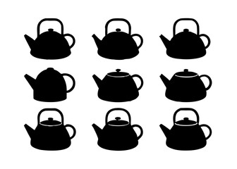 set of kettle vector silhouette 