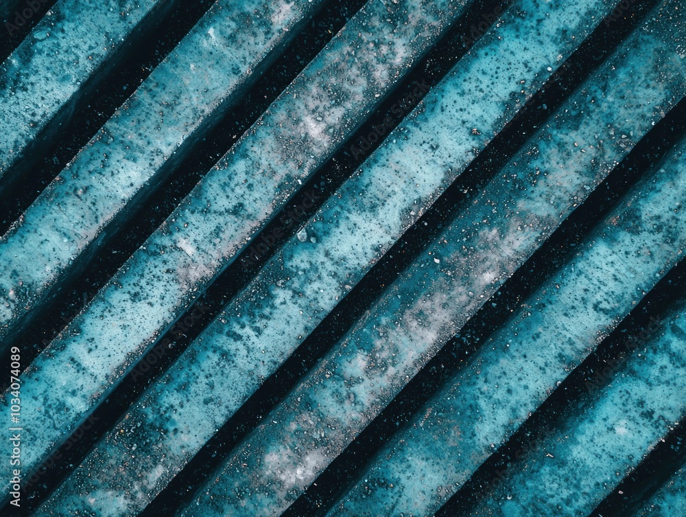 Poster abstract texture of blue and teal stripes with subtle dust accumulation creating a unique industrial