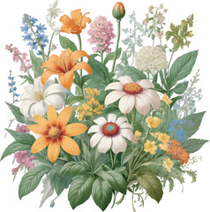 Flowers floral pattern on white background
