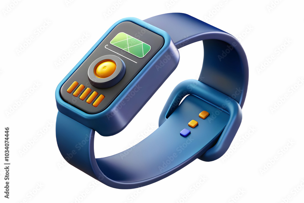 Poster close up of futuristic smart fitness tracker with health metrics display, showcasing advanced health