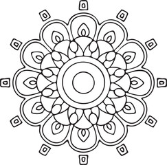 Simple Mandala Shape for Coloring. Vector Mandala. Floral. Flower. Oriental. Book Page. Outline.