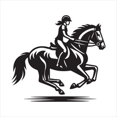 ﻿Horse riding vector illustration silhouette