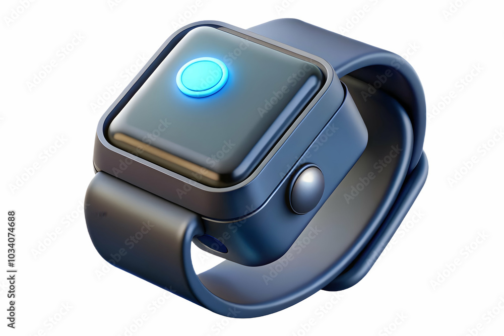 Poster macro close-up of futuristic smartwatch charging dock with led indicators � capture a detailed shot 