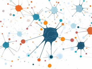 Flat White Neuron Communication Concept: Vector Web of Interconnected Neurons, Focus on Synaptic Connections for Mental Health Representation, Isolated on White Background - A Smart Business Illustrat
