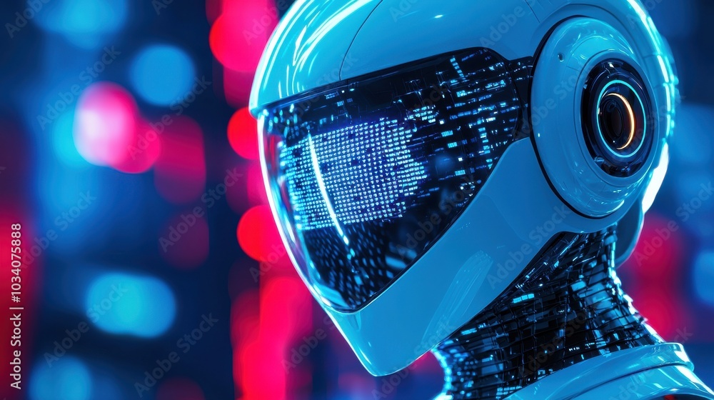 Poster advanced humanoid robot with futuristic design