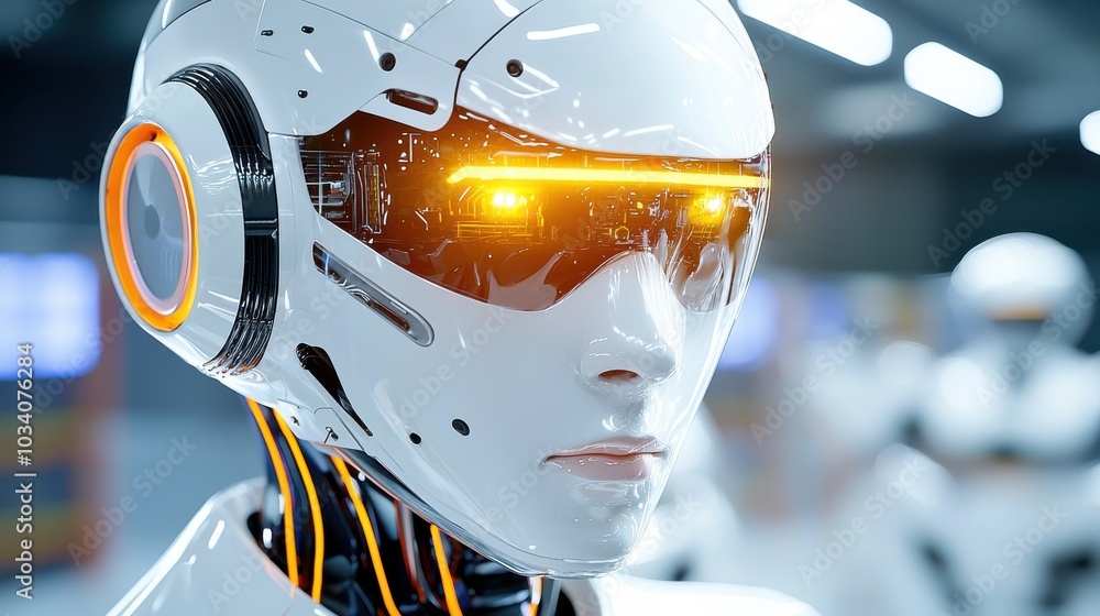 Poster advanced humanoid robot with futuristic design