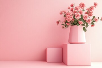 Pink Vase with Flowers