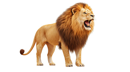 Obraz premium Lion roaring, white isolated background.
