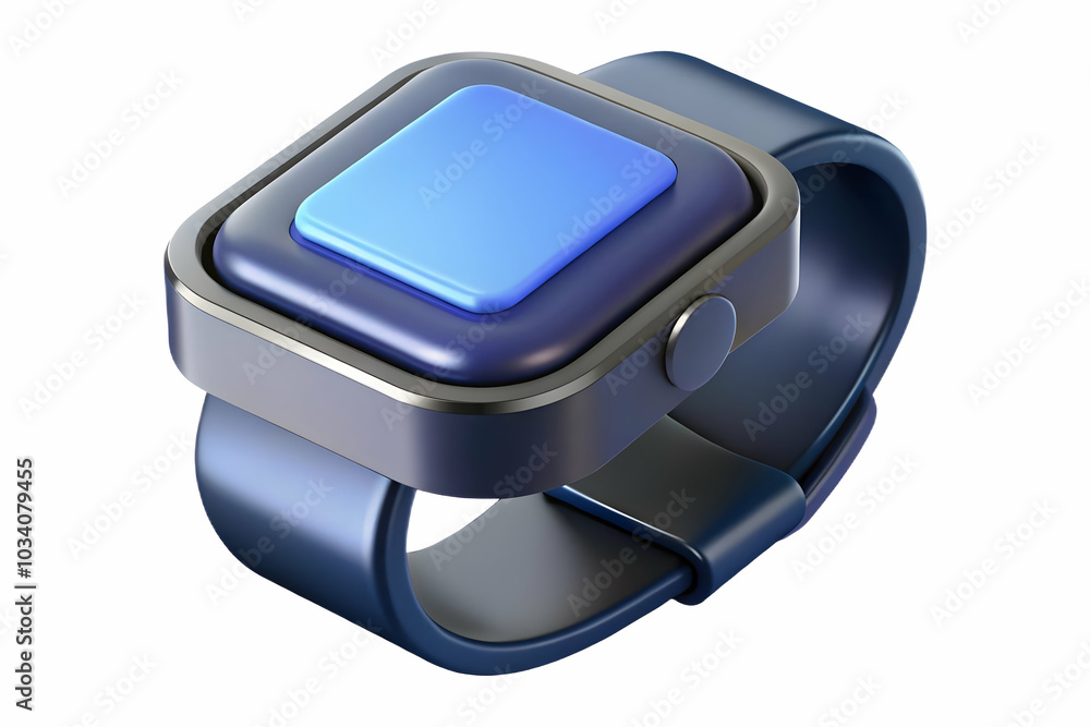 Poster macro close-up of a futuristic smartwatch charging dock with led indicators for advanced technology 