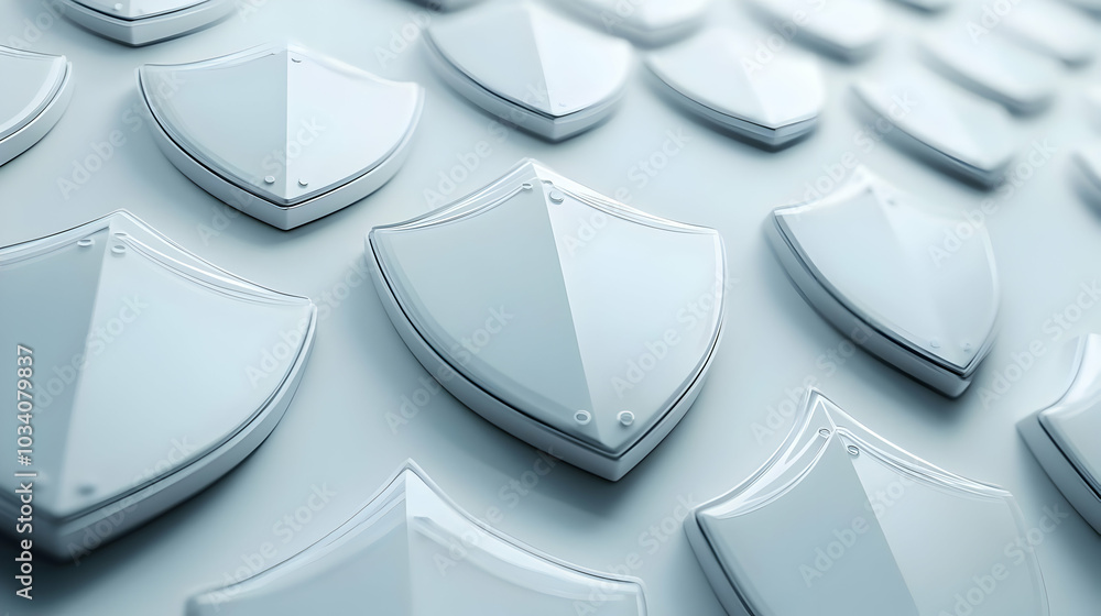 Poster 3d integrity shield force field: minimalist design of overlapping shield icons for election integrit