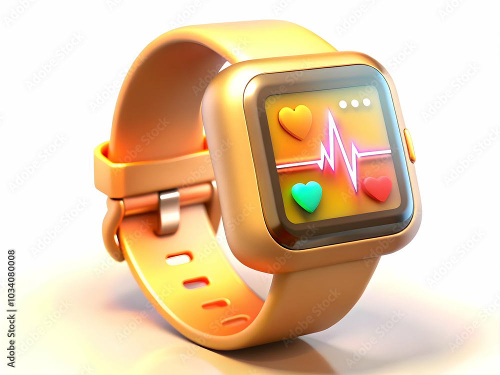Poster macro shot of futuristic health monitoring wearable with advanced data display | photo stock concept