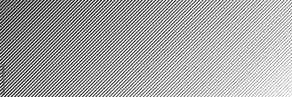 Wall mural slant line halftone gradation texture. fading diagonal stripe gradient background. black oblique pat