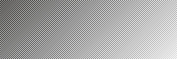 Slant line halftone gradation texture. Fading diagonal stripe gradient background. Black oblique pattern backdrop. Vanishing thin parallel line wallpaper for overlay